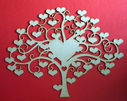 Heart signature tree 500 x 380 frame or hang on wall
